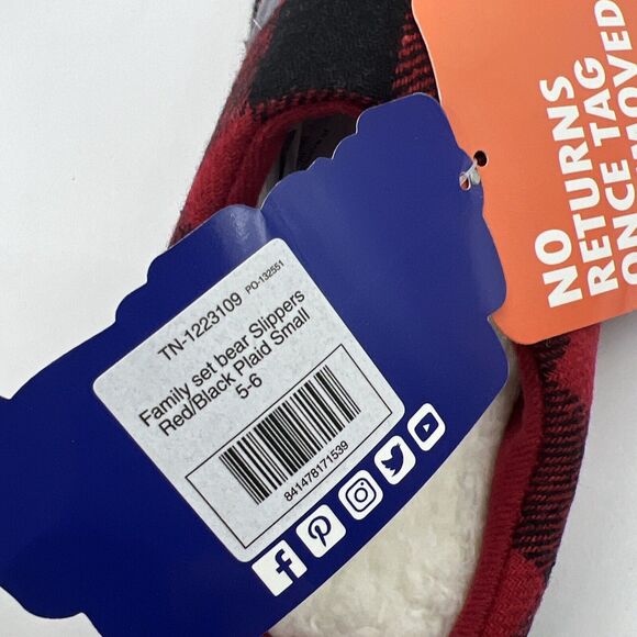 Funziez! Mama Bear Slippers NWT Size Small 5-6 Plaid Red Black - Picture 5 of 5